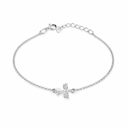 Срібний браслет «Янгол-охоронець» з фіанітами