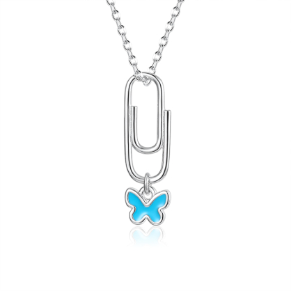 Ланцюжок з підвіскою у формі скріпки з метеликом