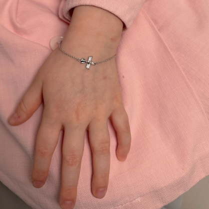 Срібний браслет «Янгол-охоронець» з фіанітами